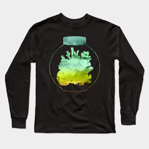 Corals in Mason Jar | Ocean | Green Gradient Long Sleeve T-Shirt by Wintre2